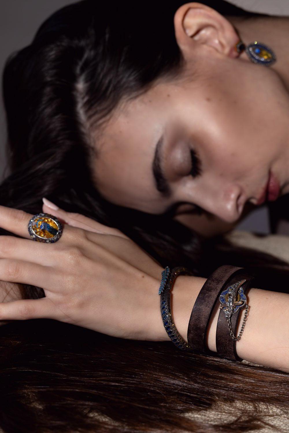 SEVAN BICAKCI-Double Wrap Lapis Bracelet-YELLOW GOLD