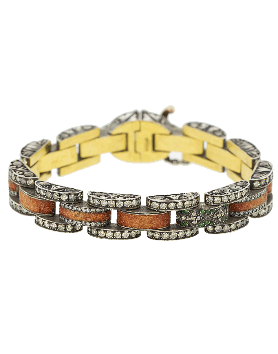 SEVAN BICAKCI-Mosaic Green Garnet Link Bracelet-YELLOW GOLD