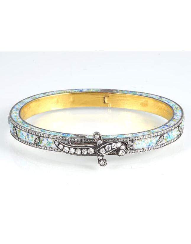SEVAN BICAKCI-Pale Blue Leaf Bangle-YELLOW GOLD