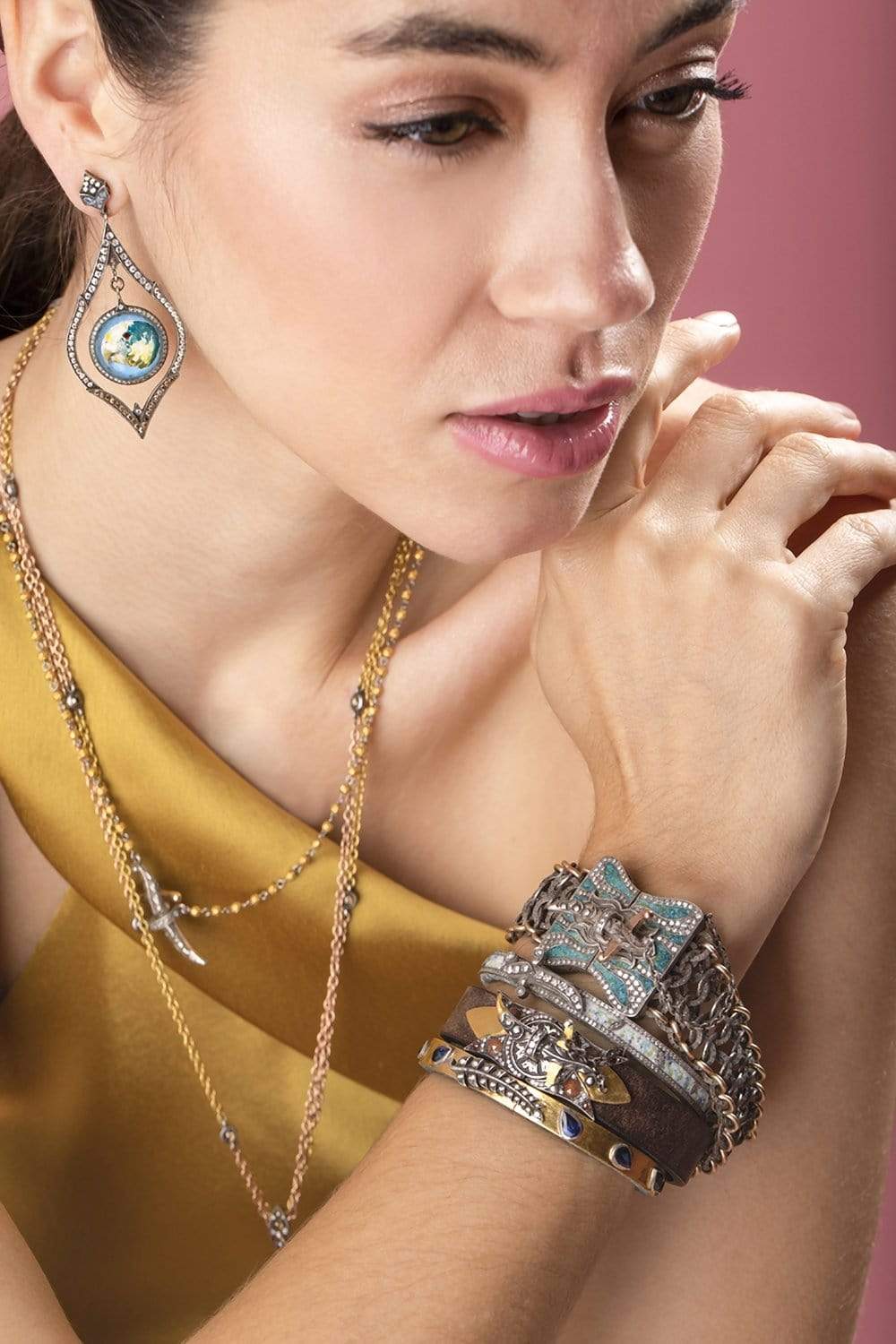 SEVAN BICAKCI-Turquoise Feather Bangle-YELLOW GOLD