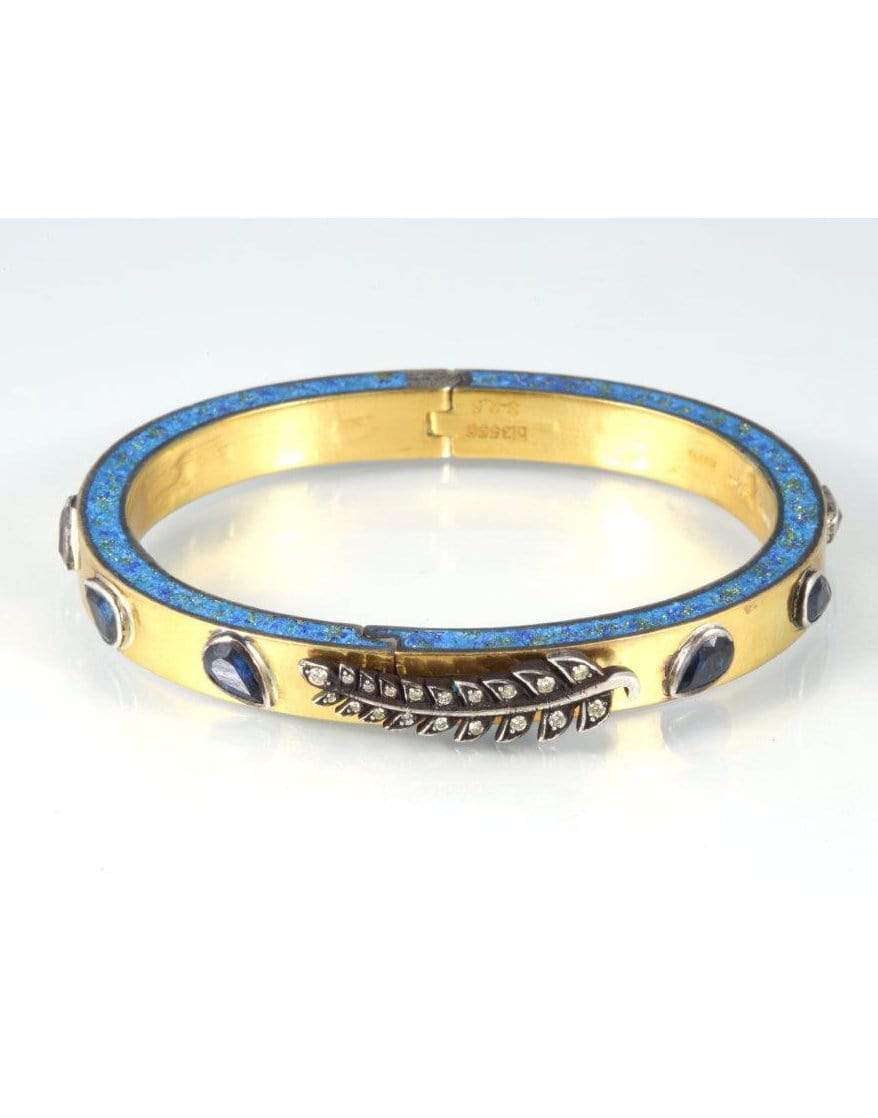 SEVAN BICAKCI-Turquoise Feather Bangle-YELLOW GOLD