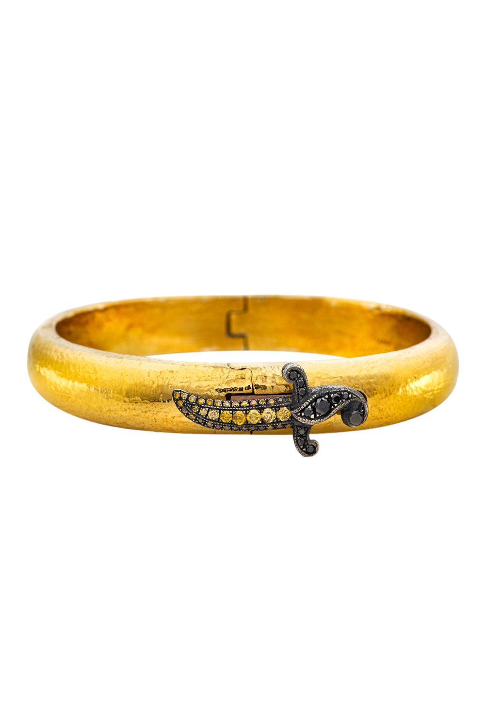 Wide Rounded Dagger Clasp Bracelet-YELLOW GOLD-JEWELRYFINE JEWELBRACELET O-SEVAN BICAKCI