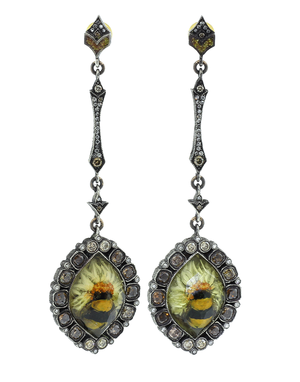 SEVAN BICAKCI-Bumble Bee On Sunflower Earrings-ROSE GOLD