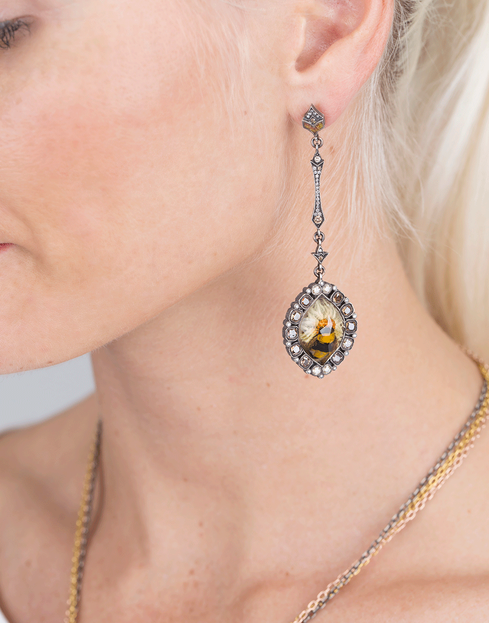 SEVAN BICAKCI-Bumble Bee On Sunflower Earrings-ROSE GOLD