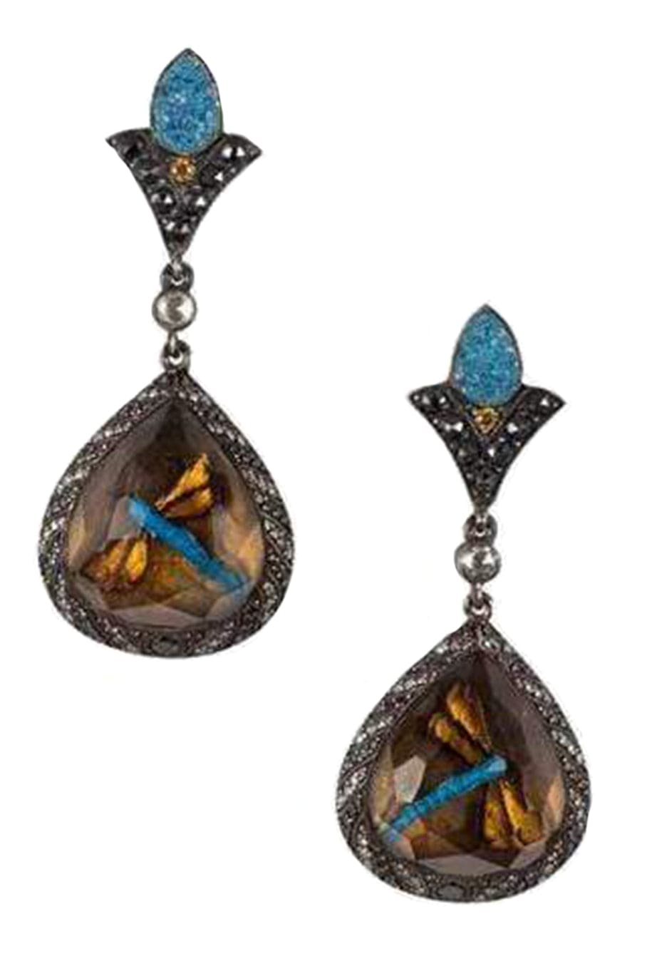 SEVAN BICAKCI-Carved Dragonfly Earrings-SILVER