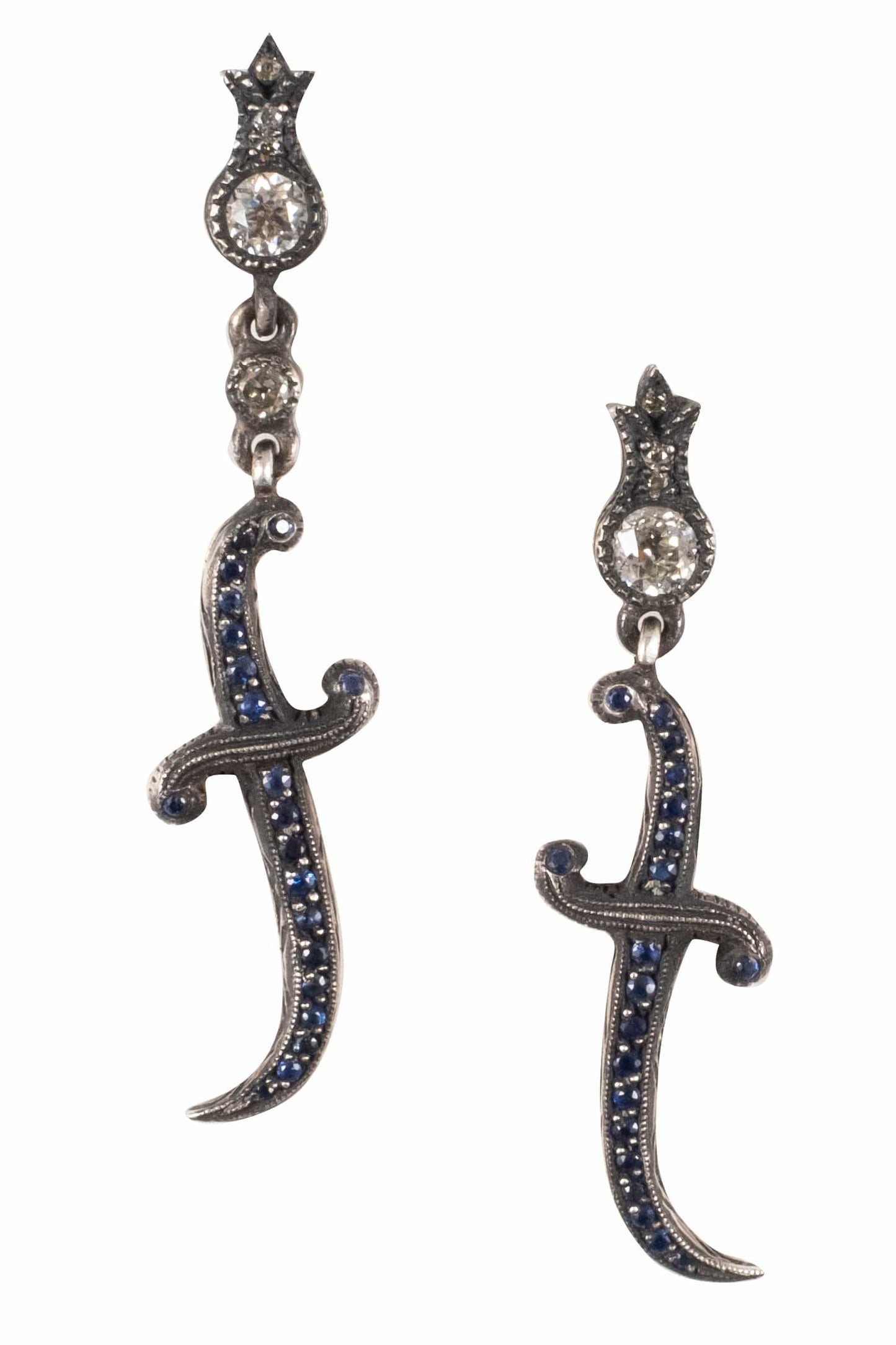 SEVAN BICAKCI-Blue Sapphire Dagger Earrings-YELLOW GOLD