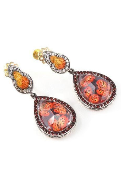 SEVAN BICAKCI-Carved Rock Quartz Butterfly Drop Earrings-YELLOW GOLD