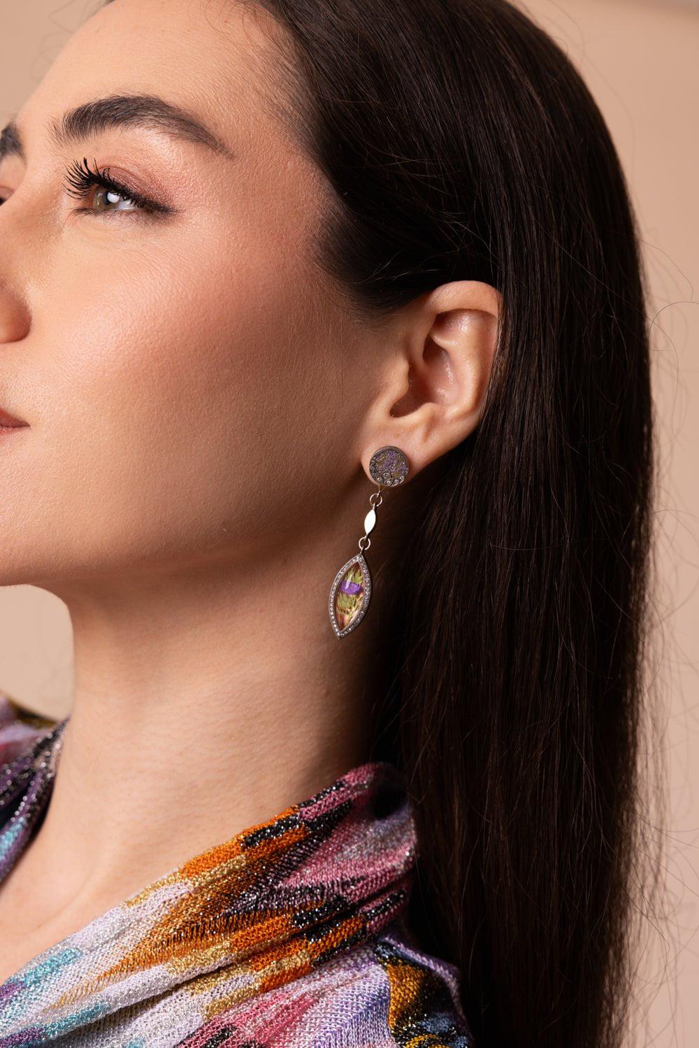 SEVAN BICAKCI-Carved Rock Quartz Floral Earrings-YELLOW GOLD