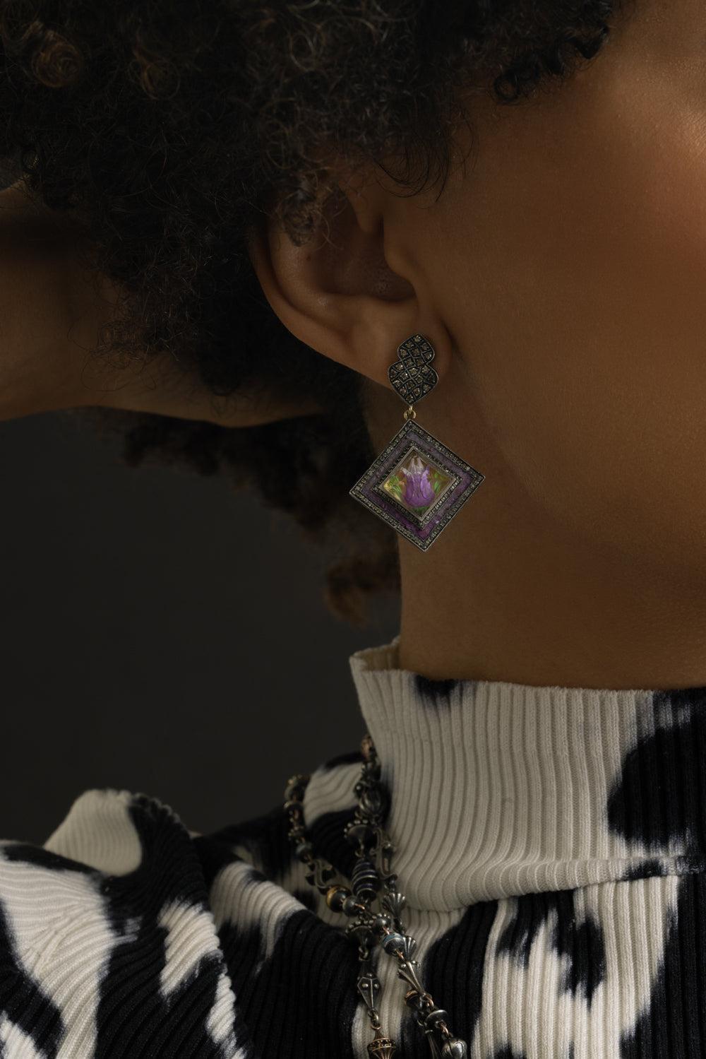 Carved Rock Quartz Tulip Earrings-YELLOW GOLD-JEWELRYFINE JEWELEARRING-SEVAN BICAKCI