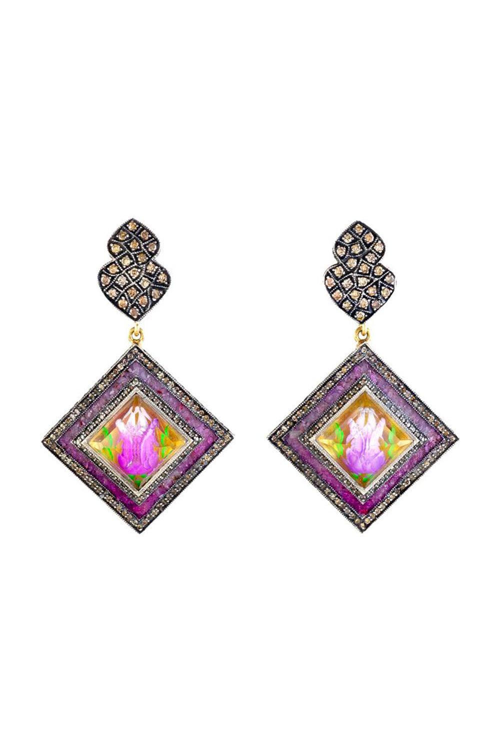 Carved Rock Quartz Tulip Earrings-YELLOW GOLD-JEWELRYFINE JEWELEARRING-SEVAN BICAKCI