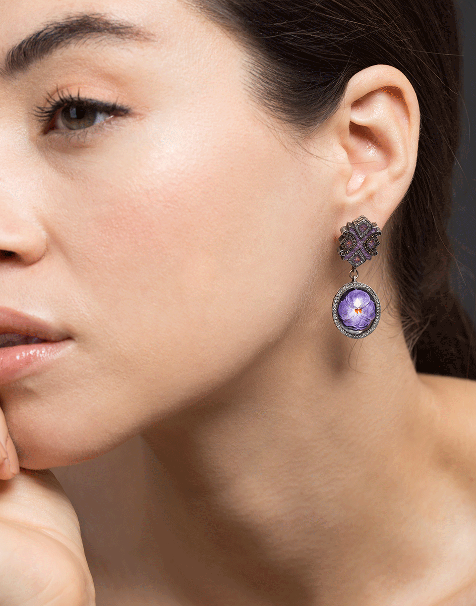 SEVAN BICAKCI-Micro Mosaic Amethyst Drop Earrings-YELLOW GOLD