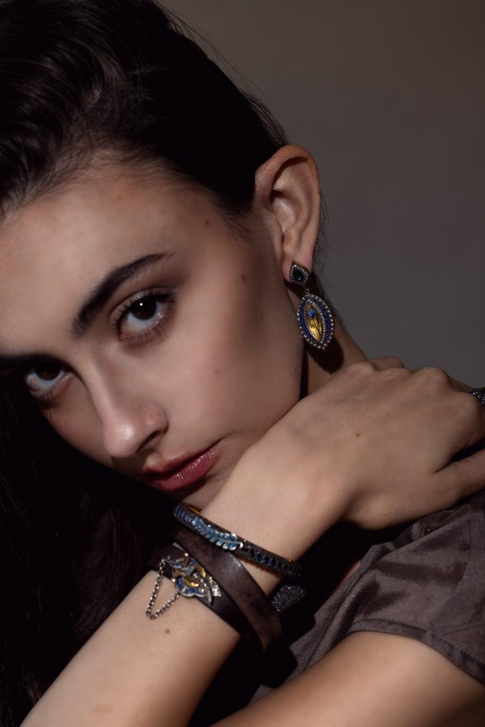 SEVAN BICAKCI-Rock Quartz Tulip Drop Earrings-YELLOW GOLD