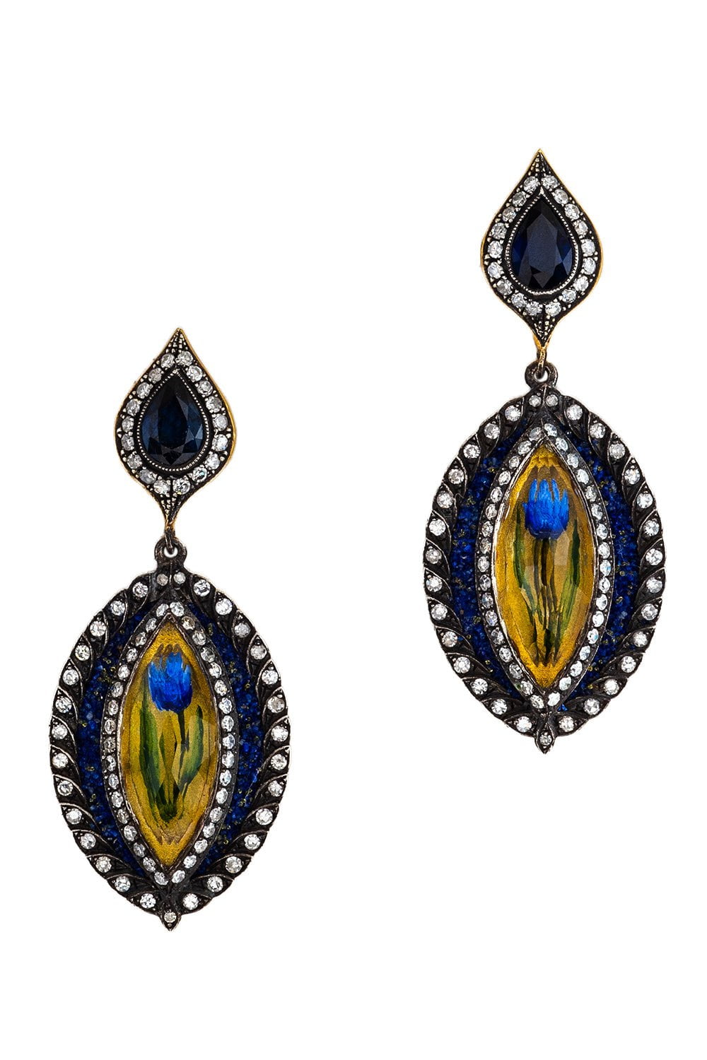 SEVAN BICAKCI-Rock Quartz Tulip Drop Earrings-YELLOW GOLD