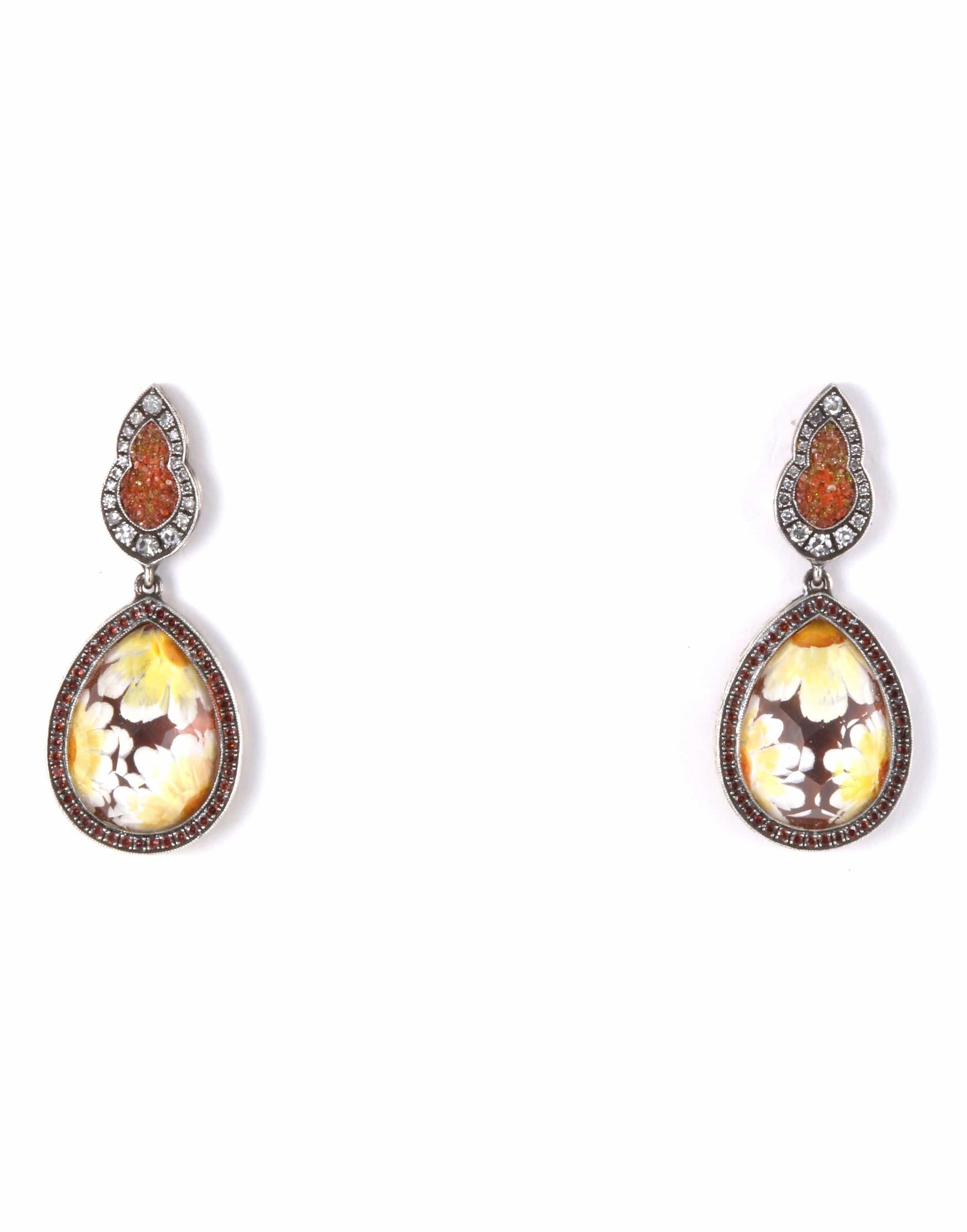 SEVAN BICAKCI-Ruby Flower Earrings-YELLOW GOLD
