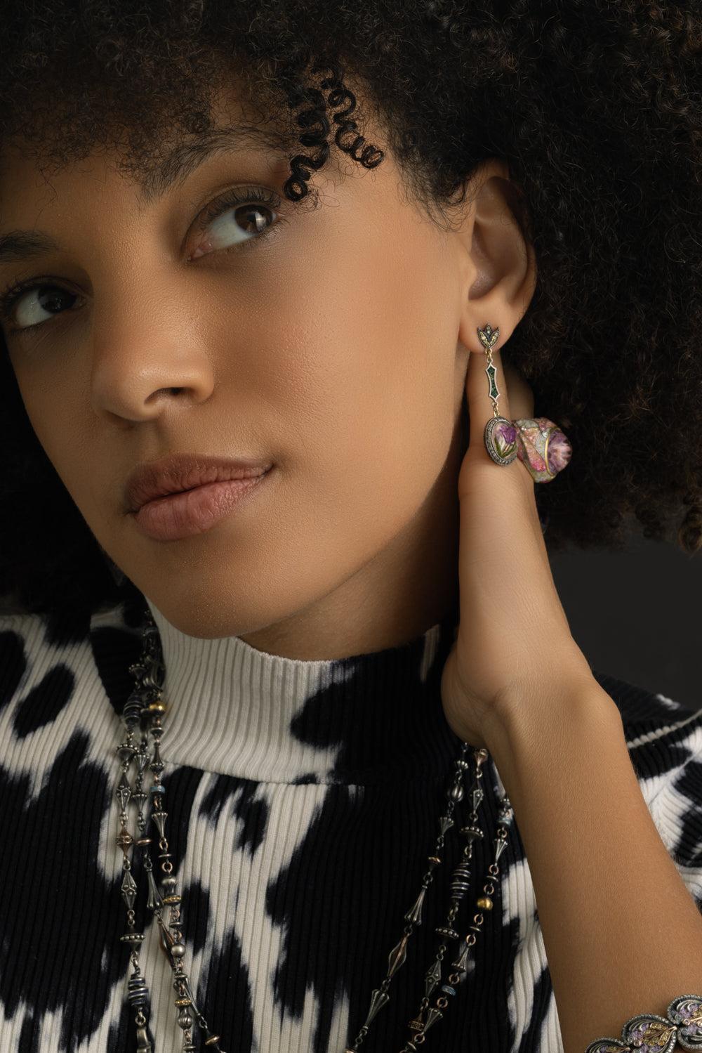 Yellow Diamond Fluer Drop Earrings-YLGOLD-JEWELRYFINE JEWELEARRING-SEVAN BICAKCI