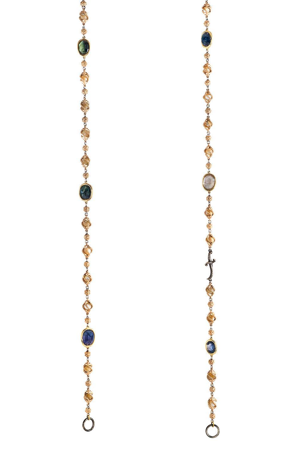 Multicolored Sapphire Dagger Open Chain Necklace-ROSE GOLD-63CM-JEWELRYFINE JEWELNECKLACE O-SEVAN BICAKCI