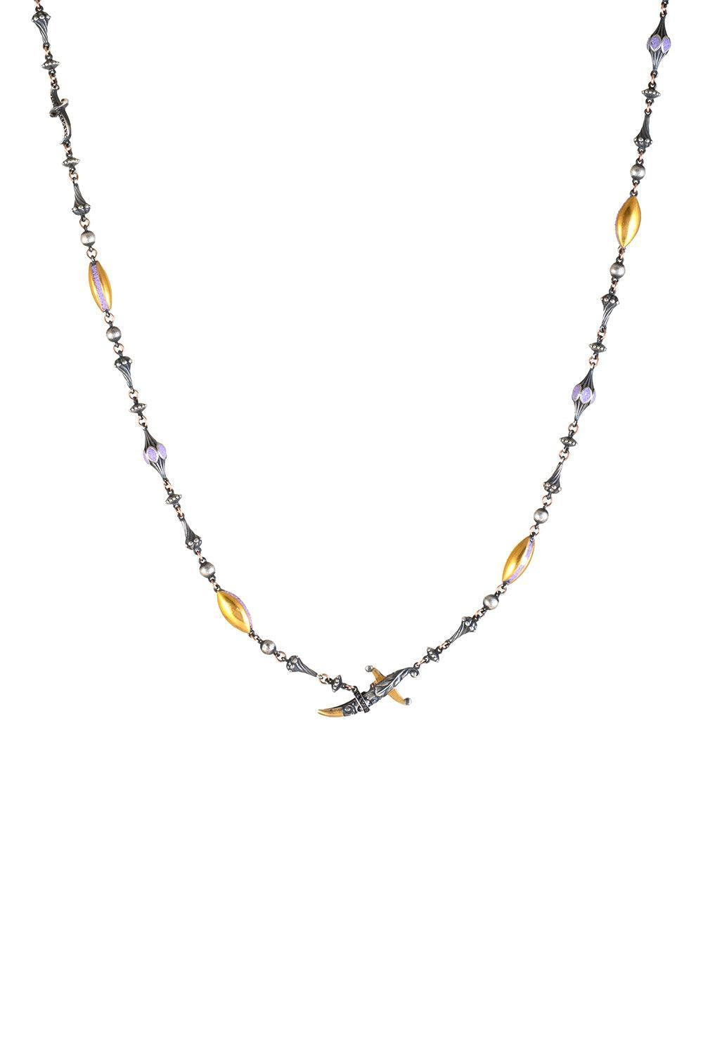 Black Diamond Micro Mosaic Dagger Chain-SILVER-JEWELRYFINE JEWELNECKLACE O-SEVAN BICAKCI