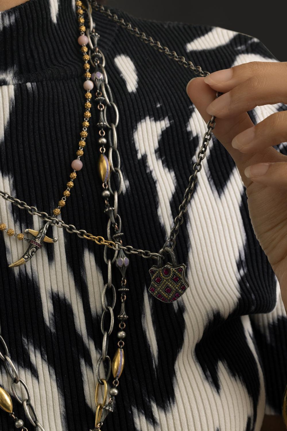 Mixed Metal Open Links Chain-SILVER-JEWELRYFINE JEWELNECKLACE O-SEVAN BICAKCI