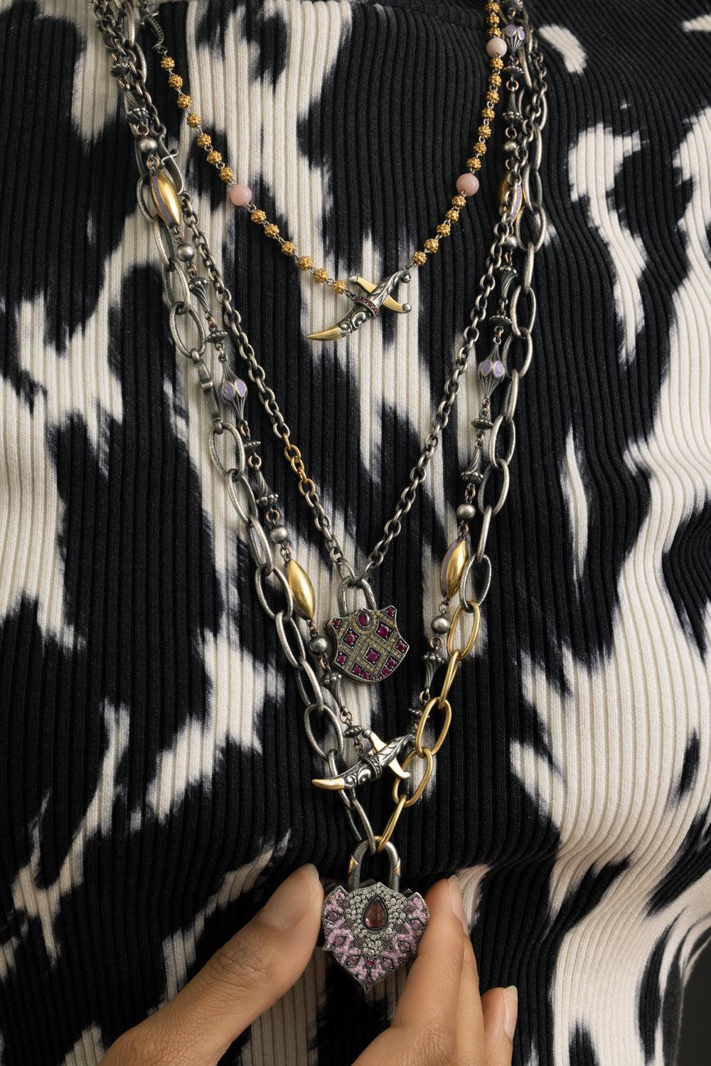 Mixed Metal Oval Open Link Chain-SILVER-JEWELRYFINE JEWELNECKLACE O-SEVAN BICAKCI