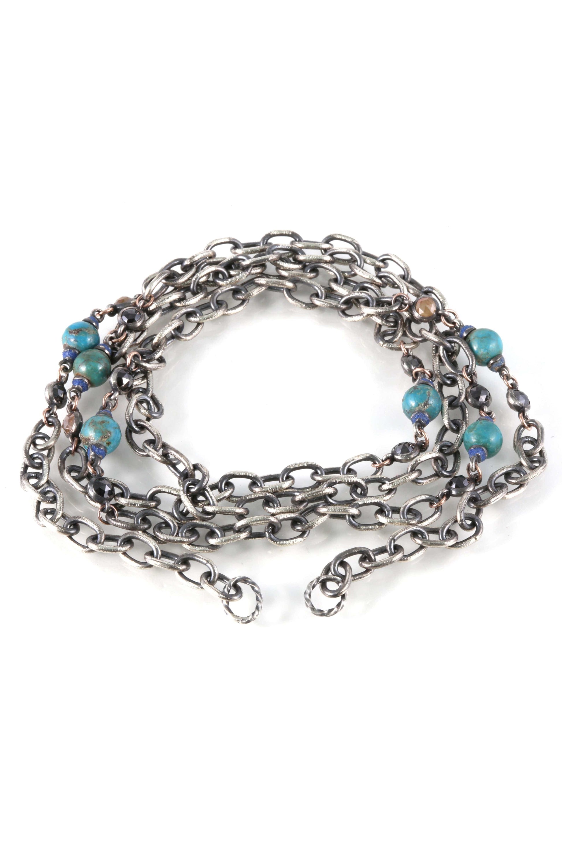 SEVAN BICAKCI-Turquoise Bead Open Chain Necklace-SILVER