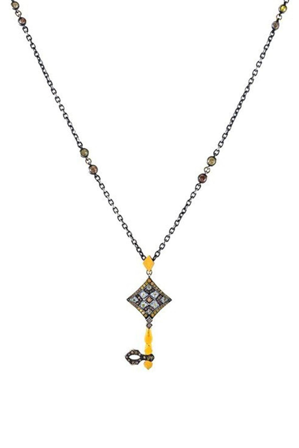 Brown Yellow Diamond Key Necklace-YELLOW GOLD-JEWELRYFINE JEWELNECKLACE O-SEVAN BICAKCI