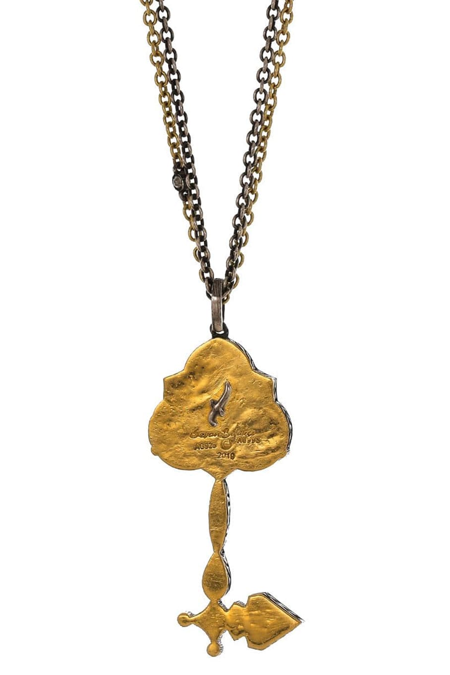 SEVAN BICAKCI-Carved Flower Key Pendant Necklace-YELLOW GOLD