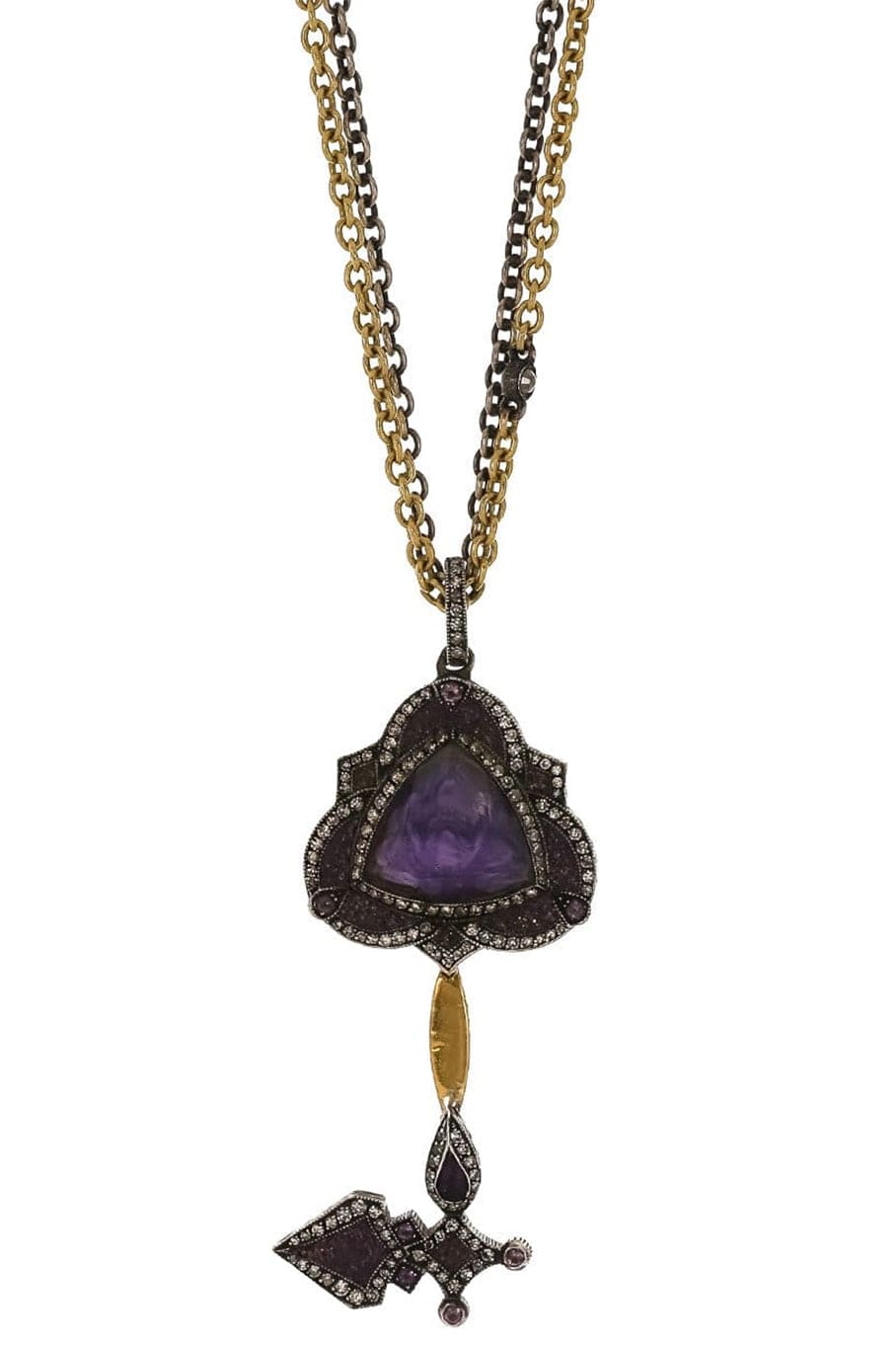 SEVAN BICAKCI-Carved Flower Key Pendant Necklace-YELLOW GOLD