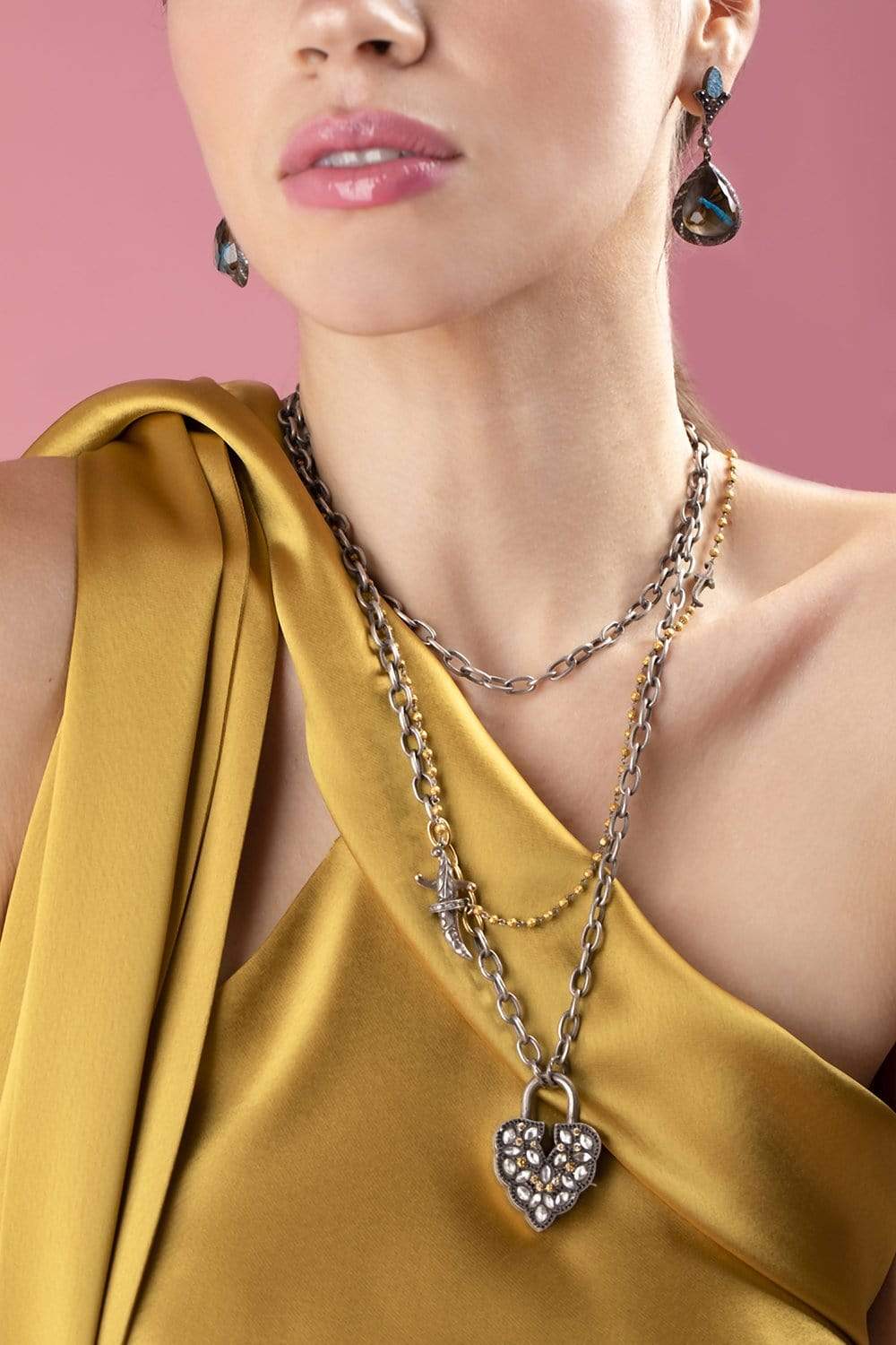 SEVAN BICAKCI-Dagger Clasp Rosary Necklace-YELLOW GOLD