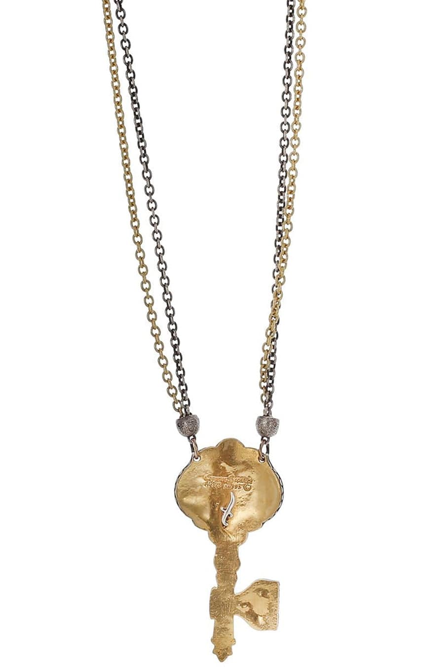 SEVAN BICAKCI-Diamond and Sapphire Key Pendant Necklace-YELLOW GOLD