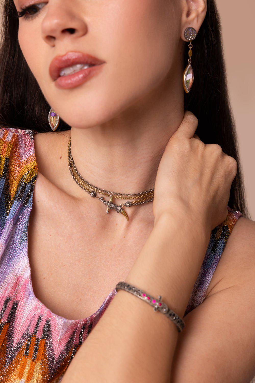 SEVAN BICAKCI-Double Strand Dagger Necklace-YELLOW GOLD