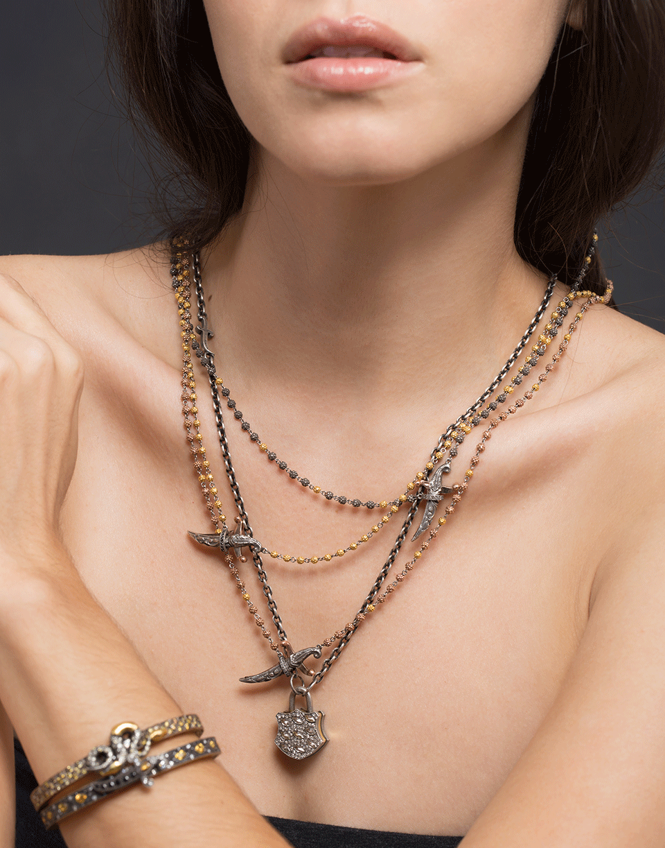 SEVAN BICAKCI-Silver Rosary Bead and Dagger Necklace-YELLOW GOLD