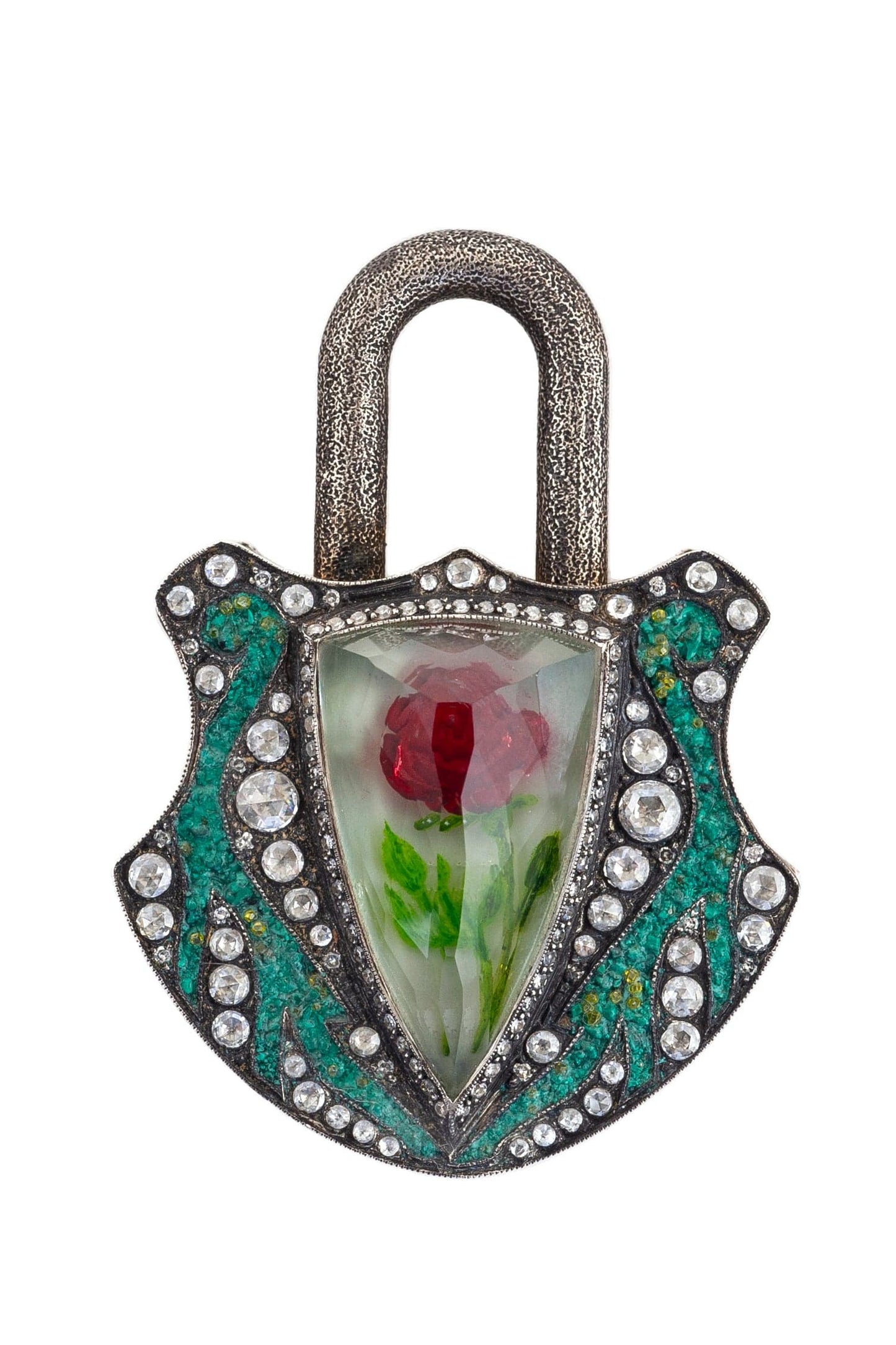 SEVAN BICAKCI-Carved Rose Lock Pendant-YELLOW GOLD