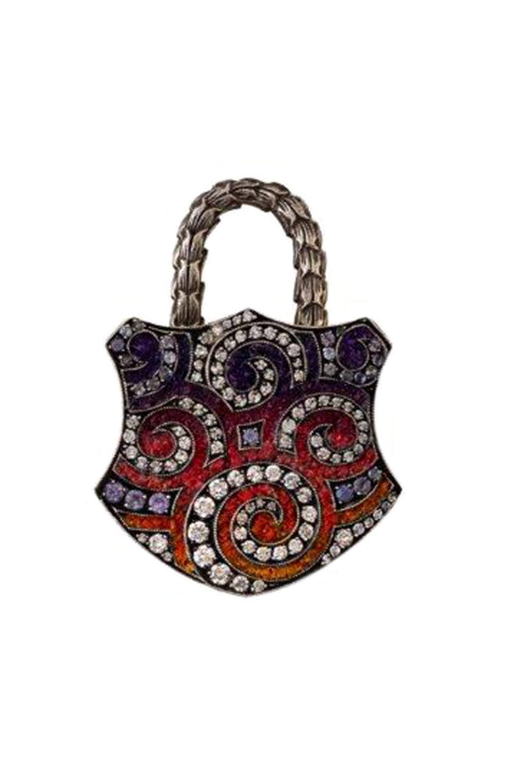 Diamond Tanzanite Ombre Padlock Pendant-YELLOW GOLD-JEWELRYFINE JEWELPENDANT-SEVAN BICAKCI
