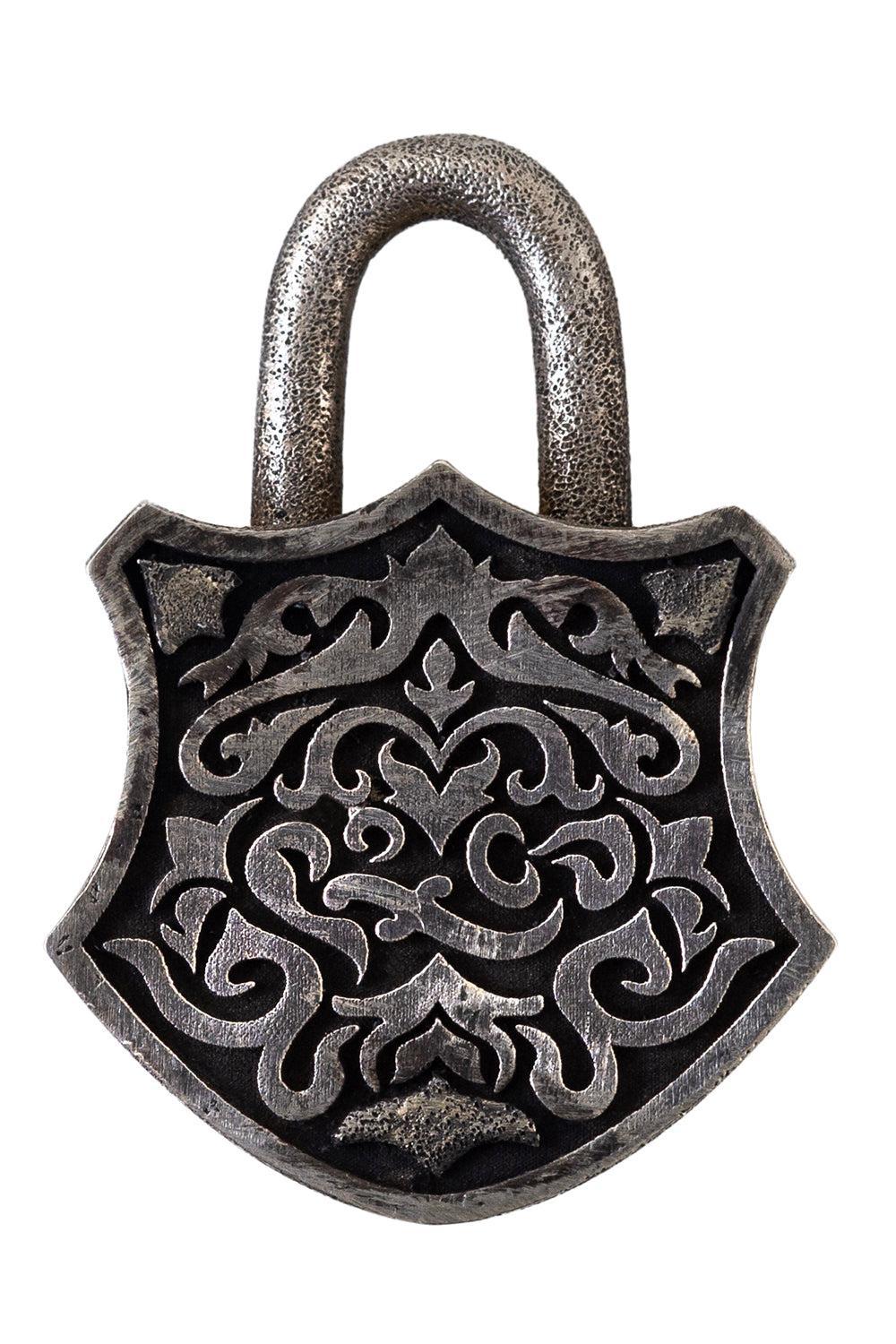  Green Garnet Yellow Brown Diamond Padlock Pendant-YELLOW GOLD-JEWELRYFINE JEWELPENDANT-SEVAN BICAKCI 