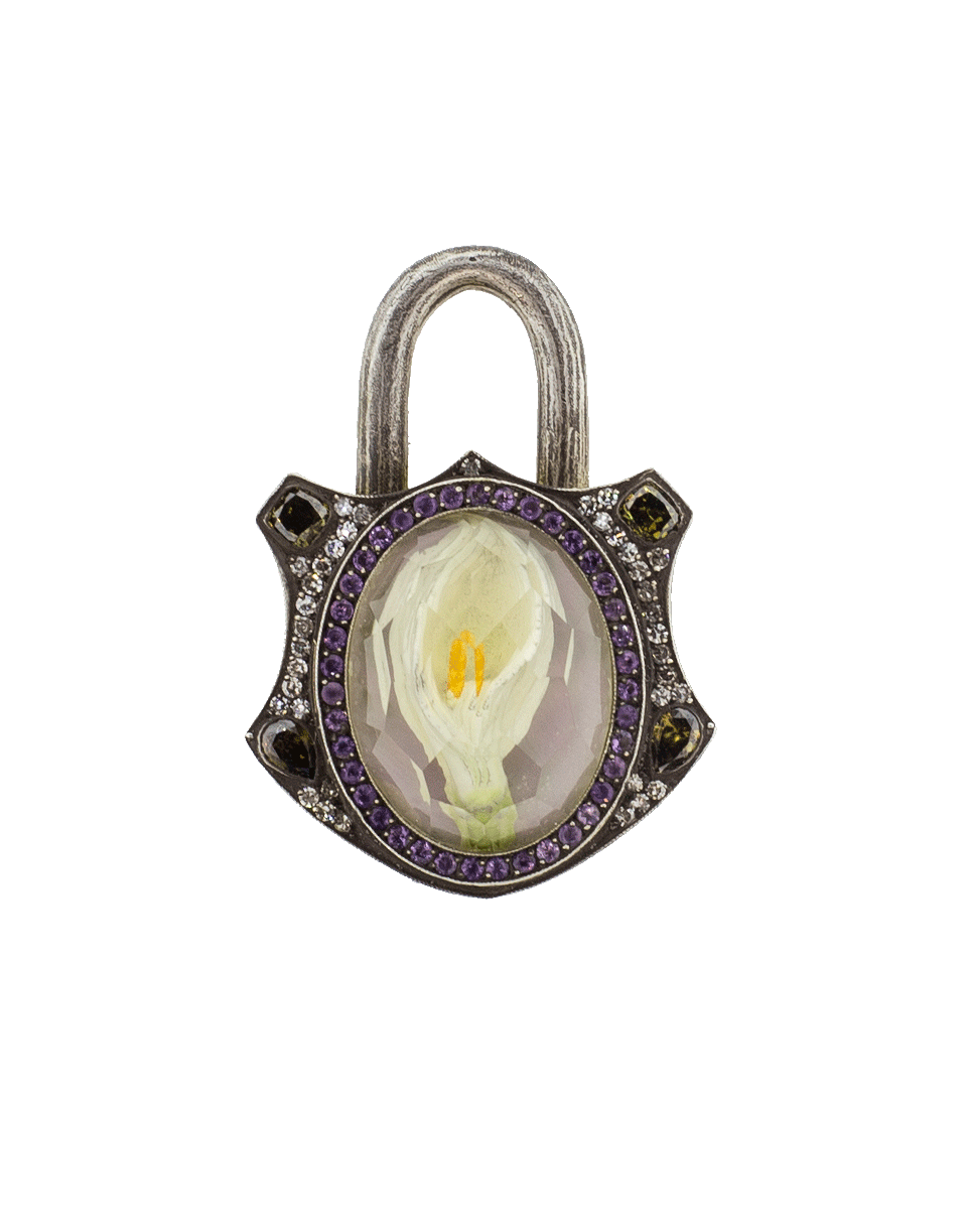 SEVAN BICAKCI-Large Carved Calla Lily Lock Pendant-YELLOW GOLD