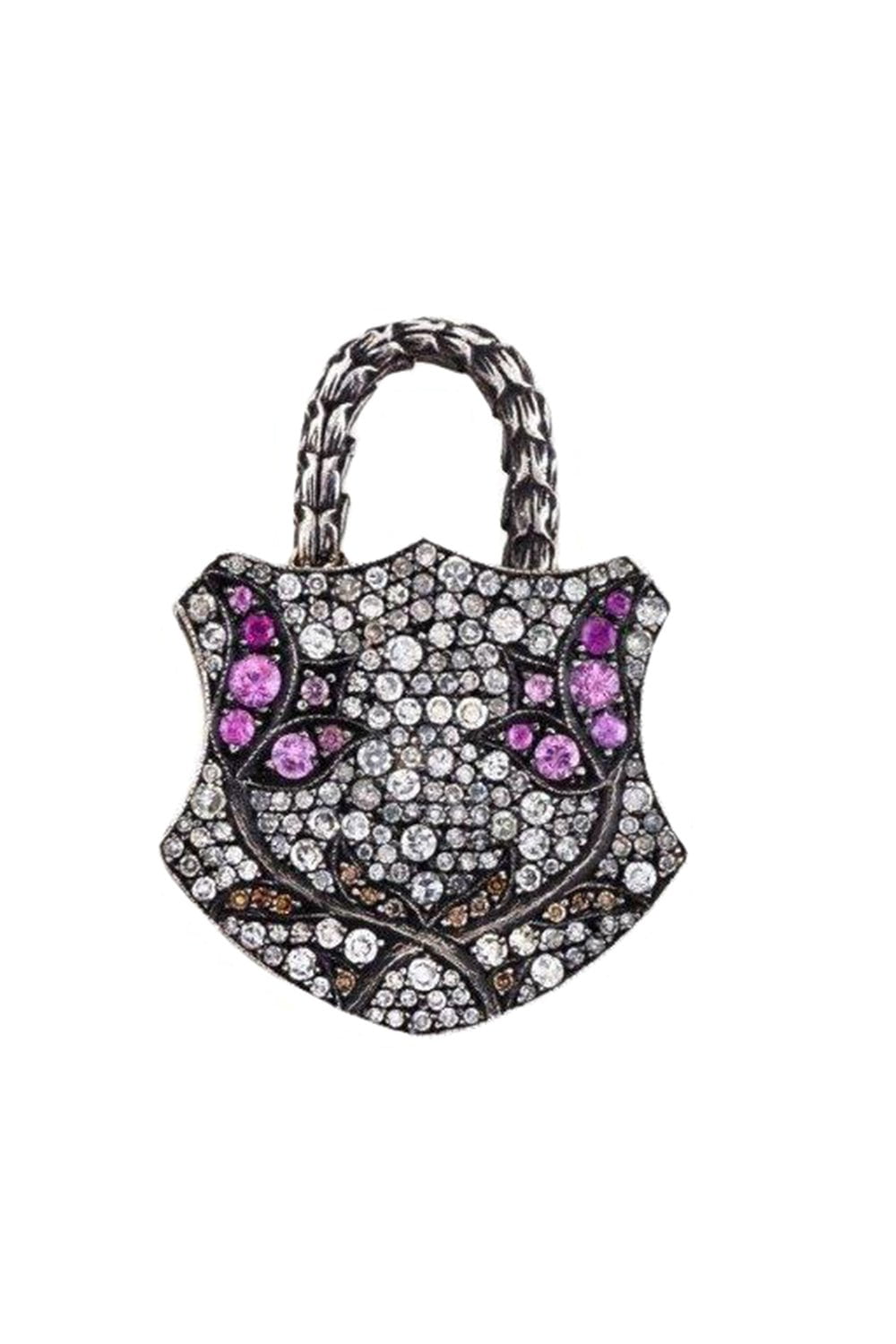 SEVAN BICAKCI-Large Pink Sapphire Flower Padlock Pendant-YELLOW GOLD