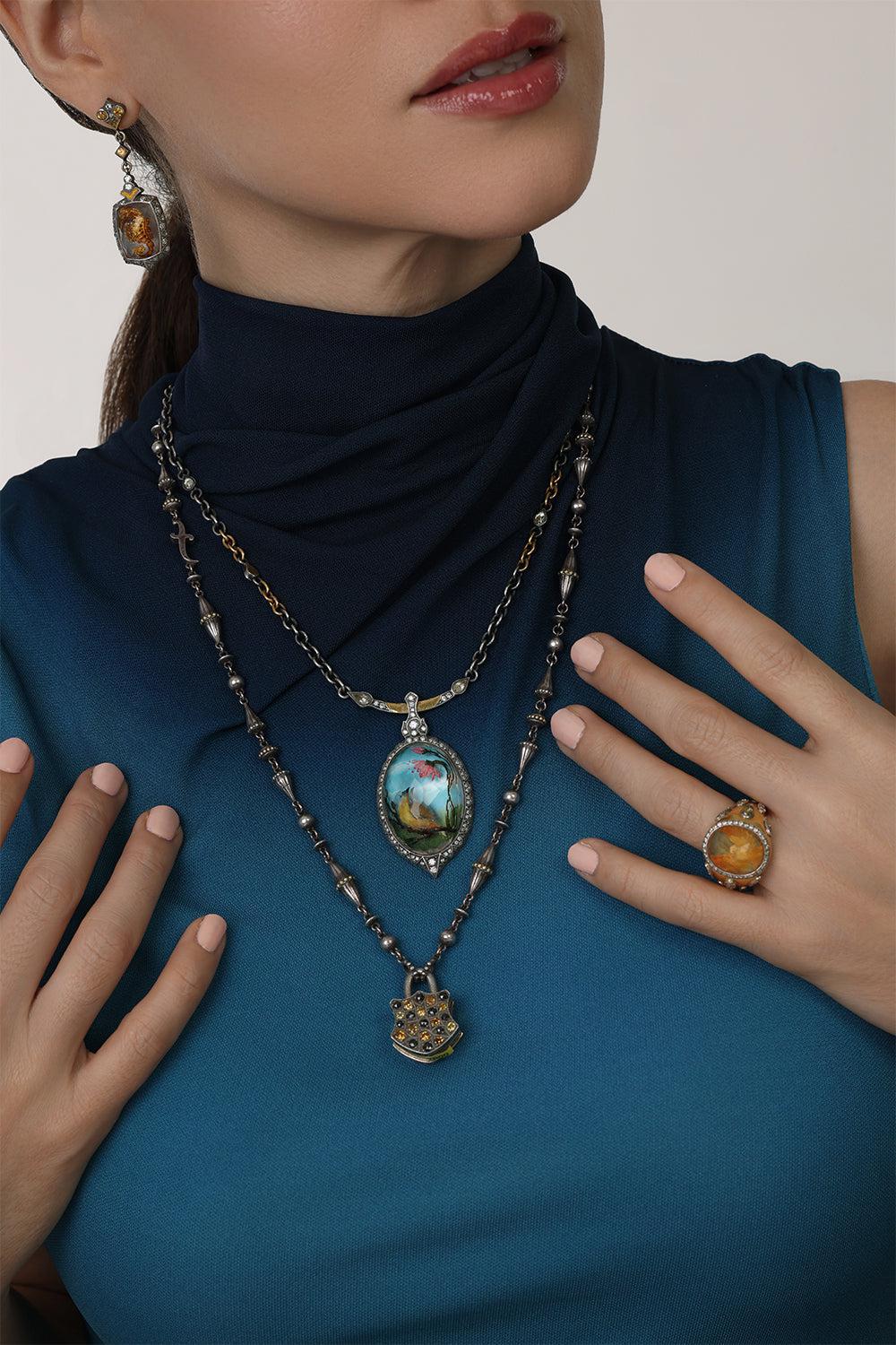 Medium Diamond Padlock Pendant-YELLOW GOLD-JEWELRYFINE JEWELPENDANT-SEVAN BICAKCI