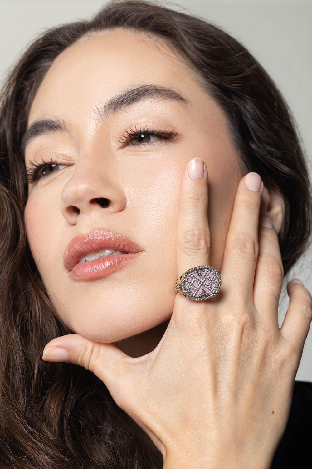 SEVAN BICAKCI-Micro Mosaic Signet Ring-ROSE GOLD