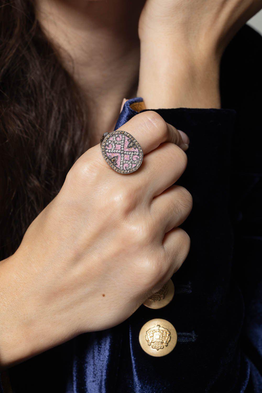 SEVAN BICAKCI-Micro Mosaic Signet Ring-ROSE GOLD