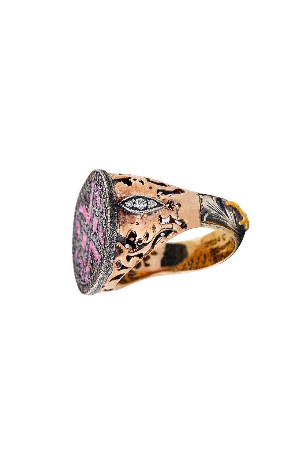 SEVAN BICAKCI-Micro Mosaic Signet Ring-ROSE GOLD