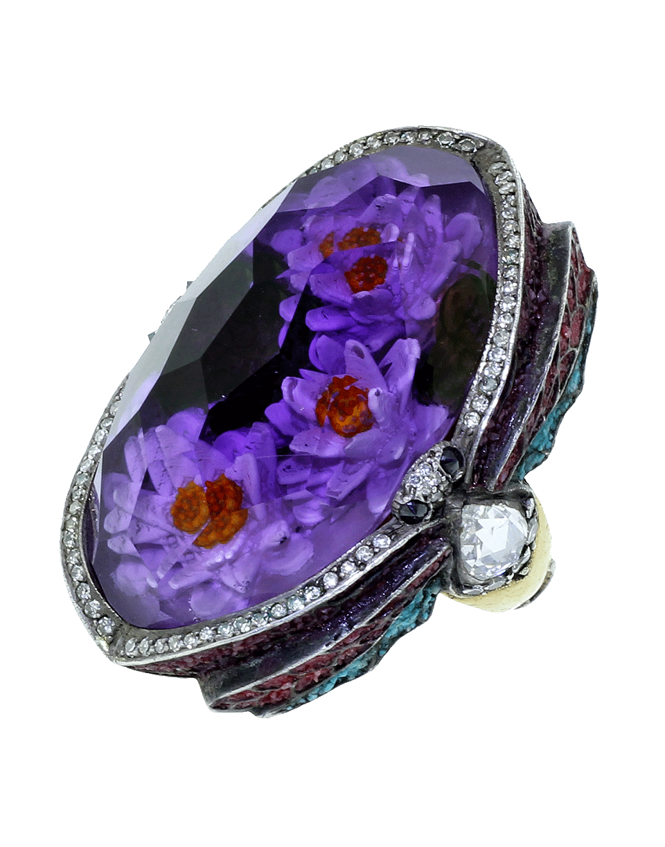 SEVAN BICAKCI-Waterlily Amethyst Ring-YELLOW GOLD