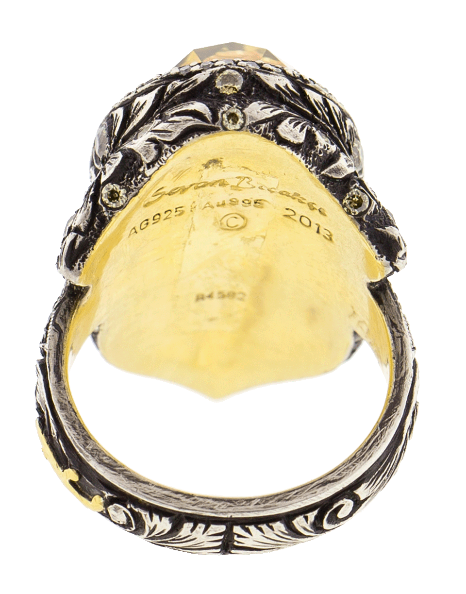 SEVAN BICAKCI-Pear Lemon Topaz Tulip Ring-YELLOW GOLD