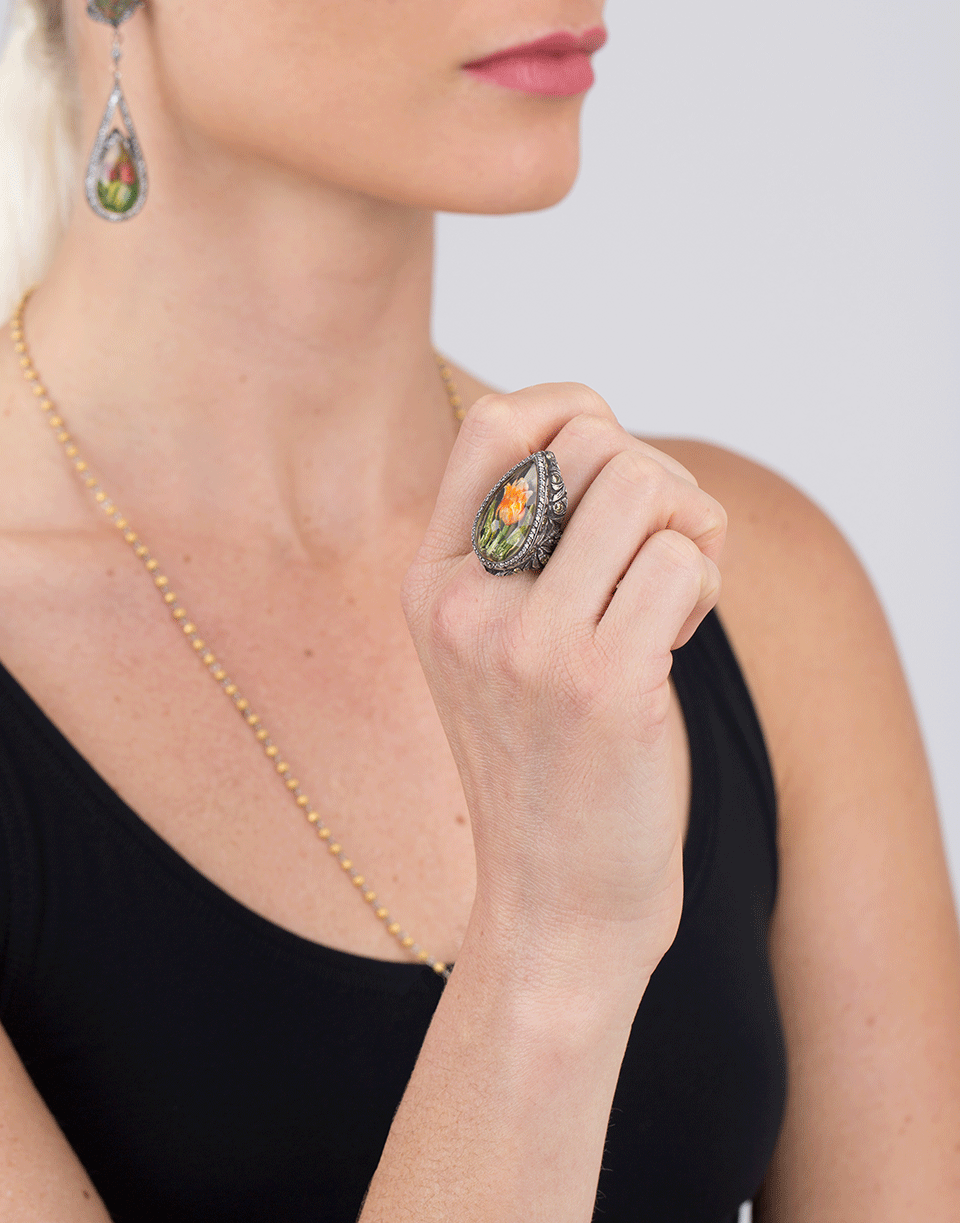 SEVAN BICAKCI-Pear Lemon Topaz Tulip Ring-YELLOW GOLD