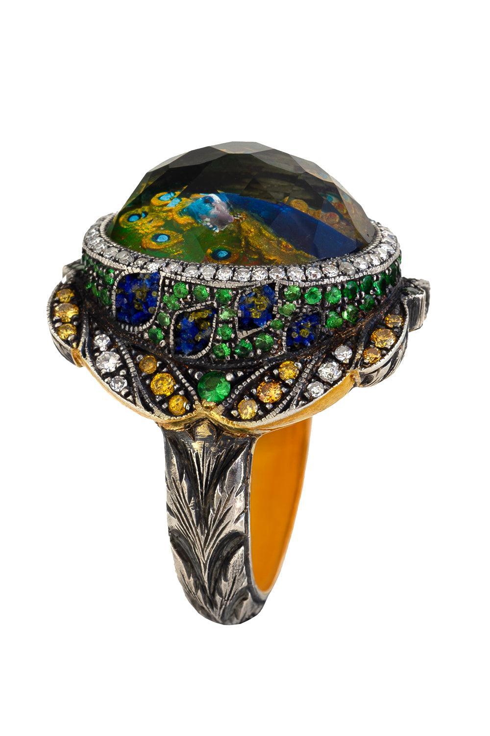 Amethyst Diamond Peacock Ring-YELLOW GOLD-7.75-JEWELRYFINE JEWELRING-SEVAN BICAKCI