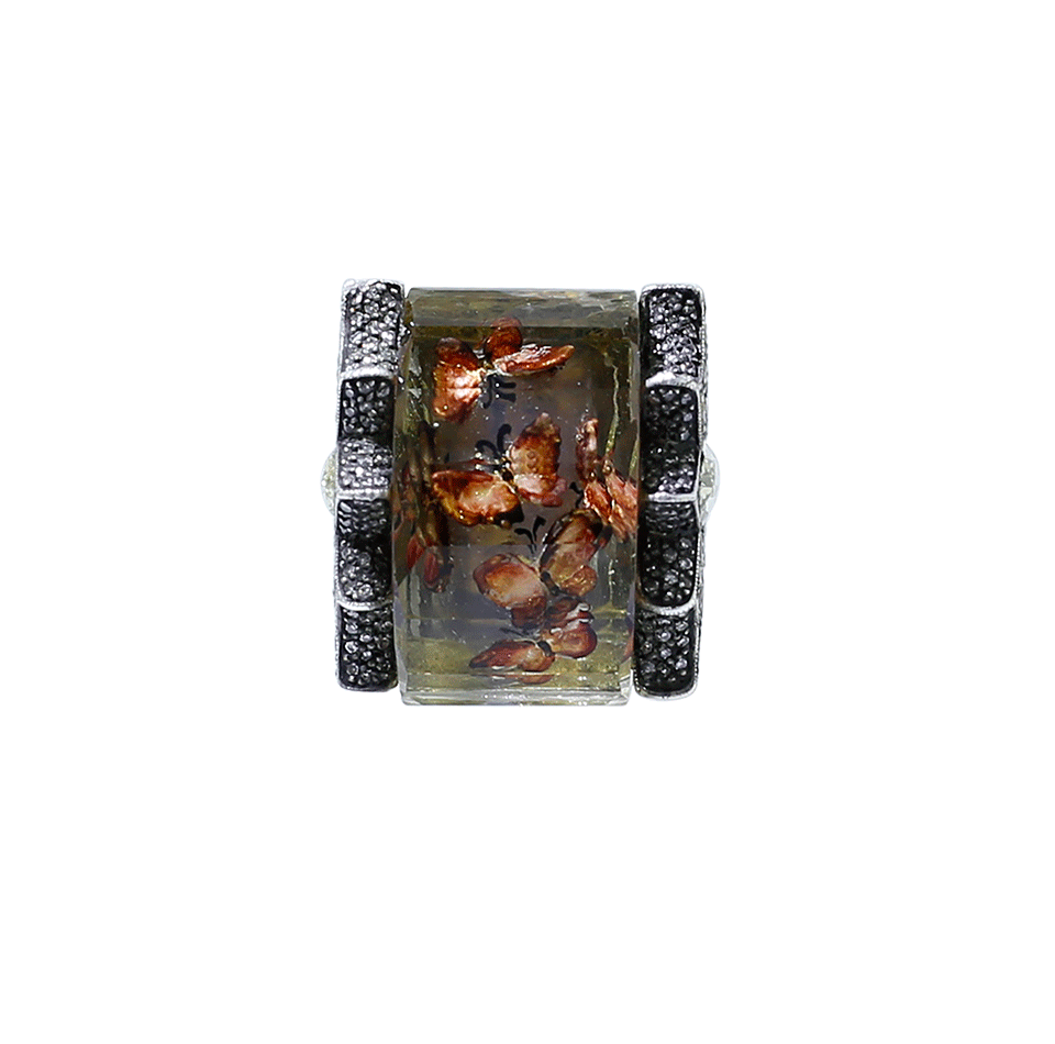 SEVAN BICAKCI-Carved Butterfly Garden Ring-YELLOW GOLD