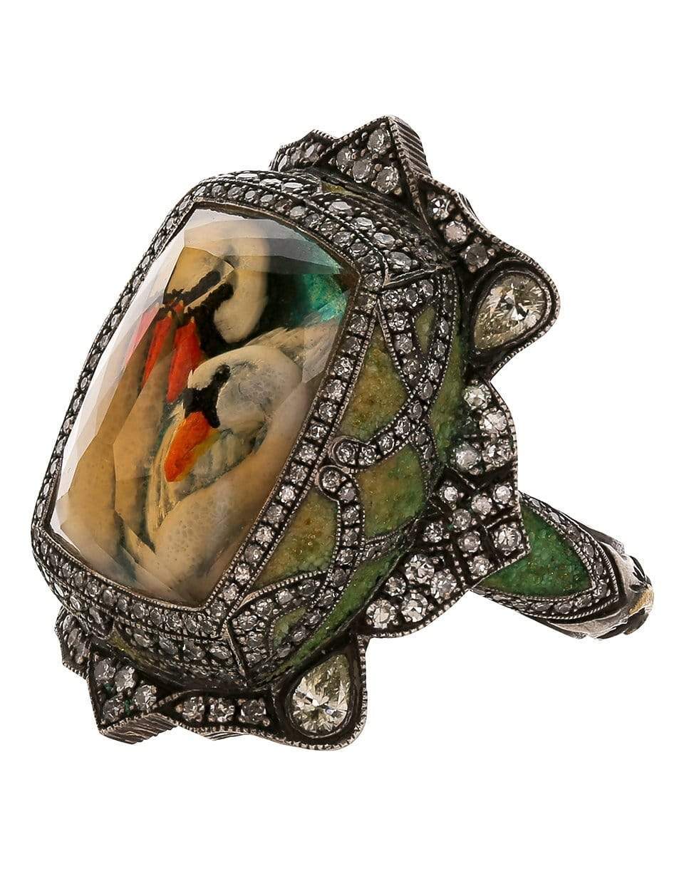 SEVAN BICAKCI-Carved Swans Ring-YELLOW GOLD