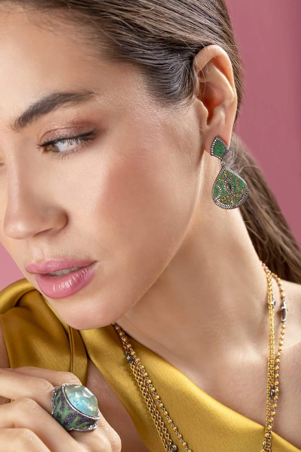 SEVAN BICAKCI-School Of Fish Turquoise Ring-YELLOW GOLD