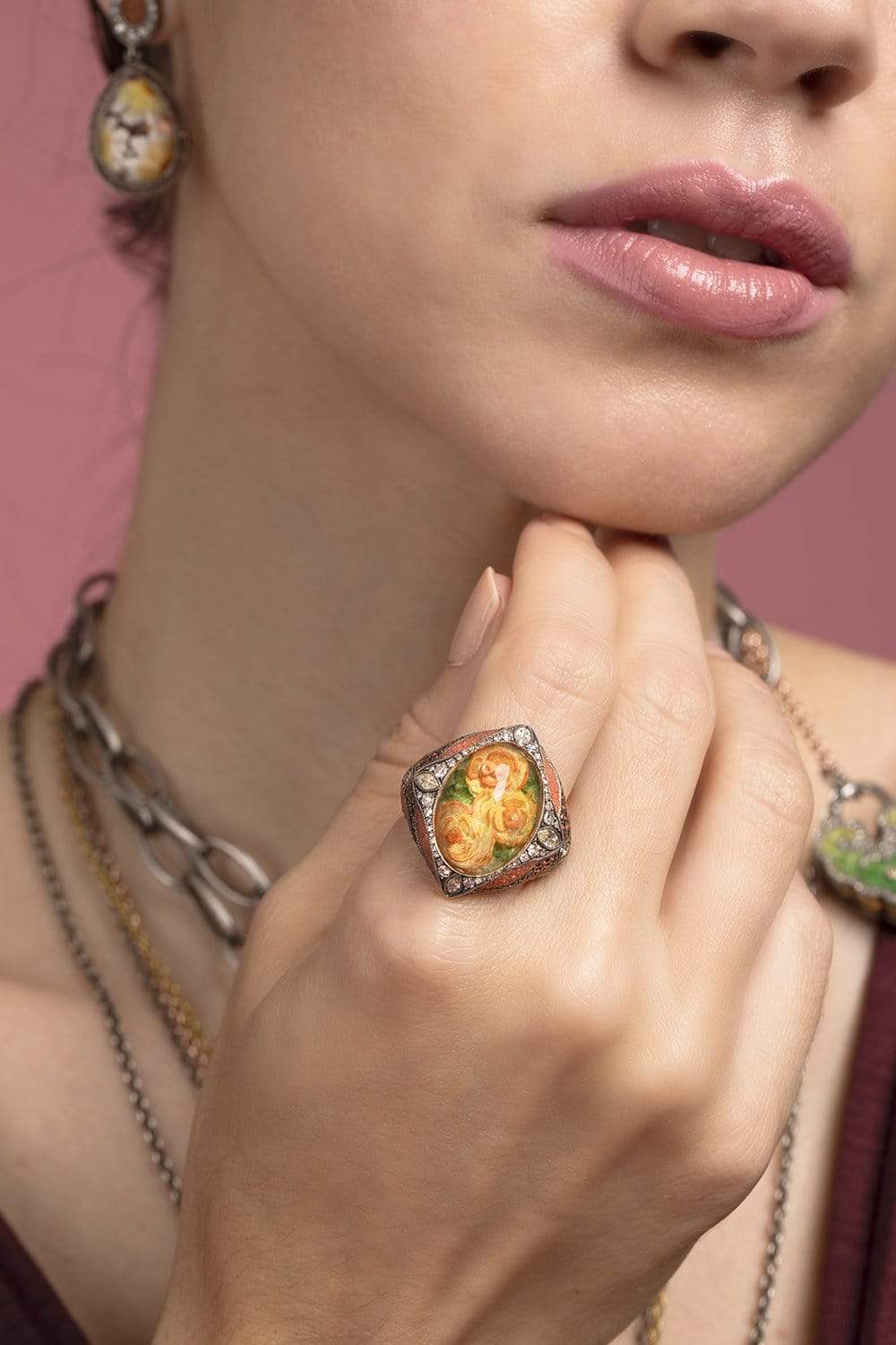 SEVAN BICAKCI-Carved Topaz Flower Ring-YELLOW GOLD