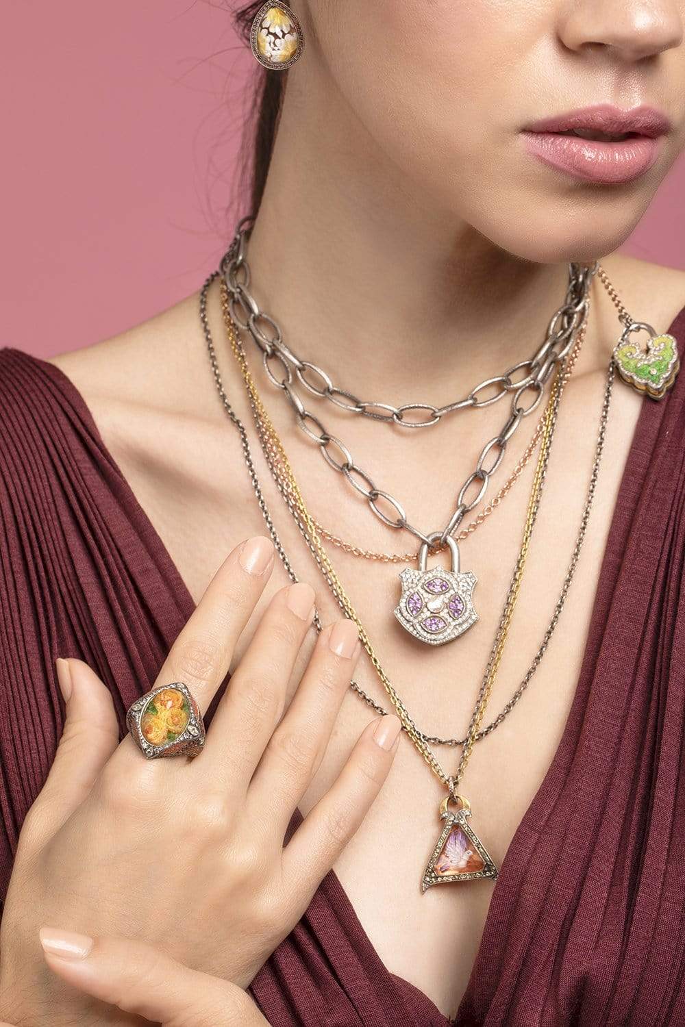 SEVAN BICAKCI-Carved Topaz Flower Ring-YELLOW GOLD