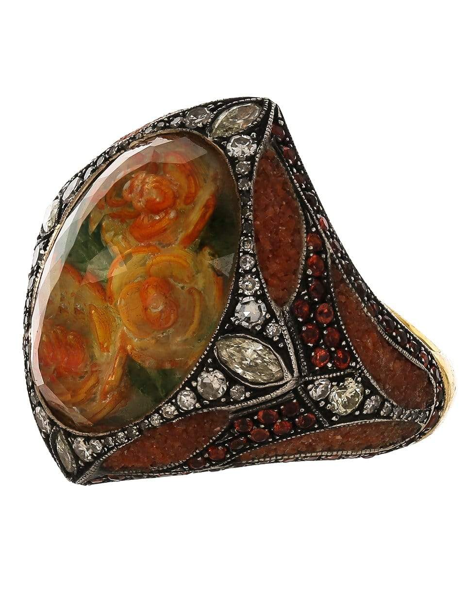 SEVAN BICAKCI-Carved Topaz Flower Ring-YELLOW GOLD
